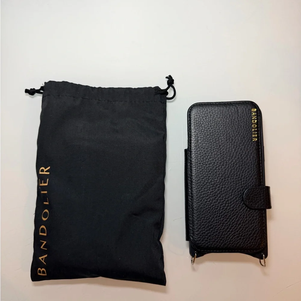 BANDOLIER Pebbled Leather Phone Case - Black/Silver iPhone14 Pro Max - CASE ONLY - Picture 2 of 4